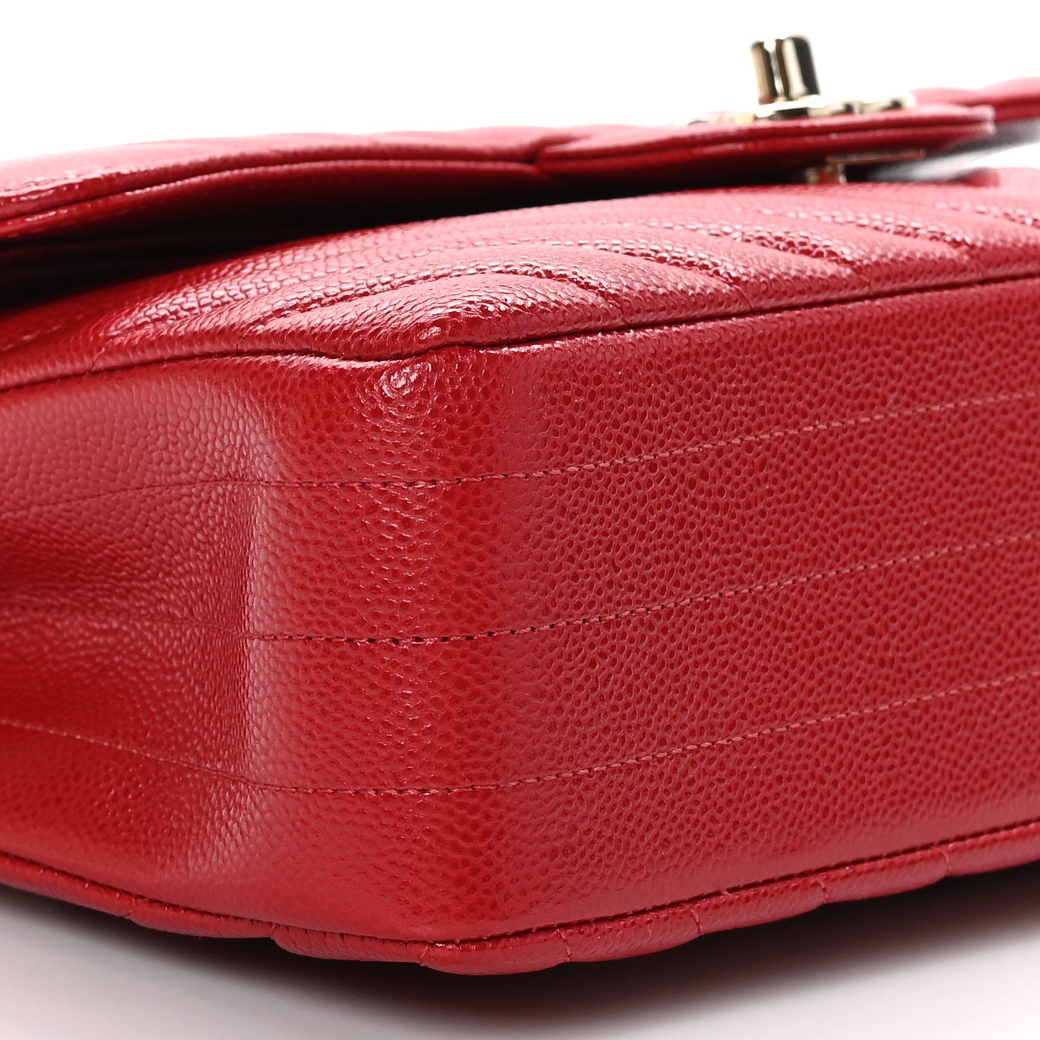 Chanel Caviar Chevron Quilted Small Double Flap Red 8 of 10