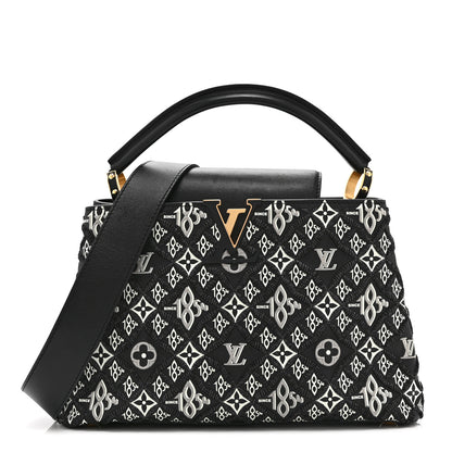 Louis Vuitton Calfskin Since 1854 Embroidered Capucines PM Black 1 of 10