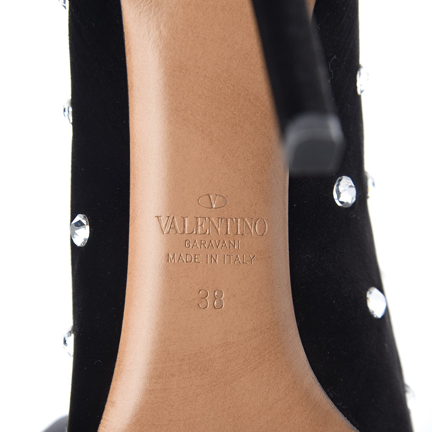 Velvet Crystal Ankle Booties 38 Black
