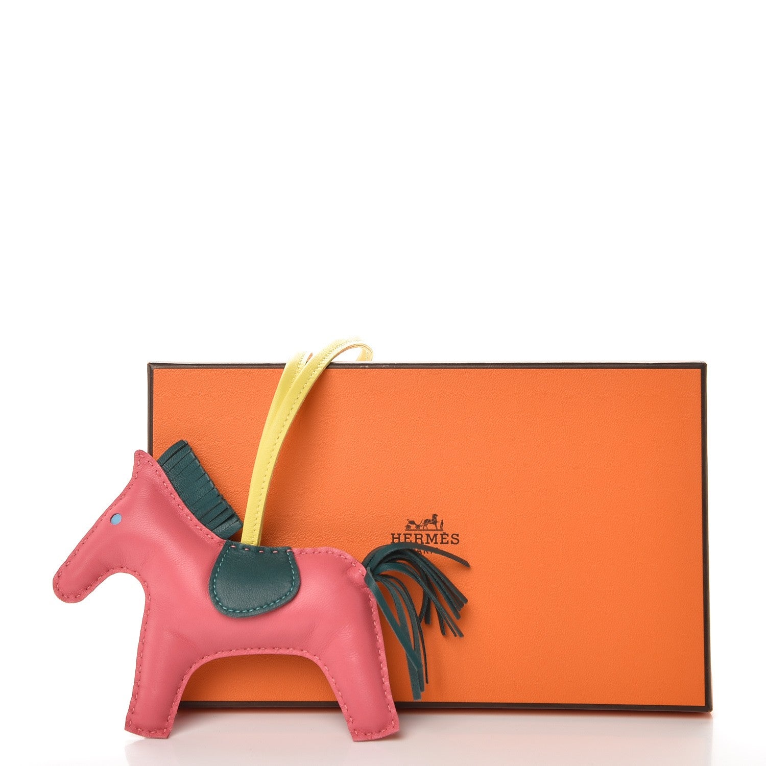 Hermes Milo Lambskin Grigri Rodeo Horse Bag Charm MM Rose Azalee Malachite Lime Celeste 4 of 4