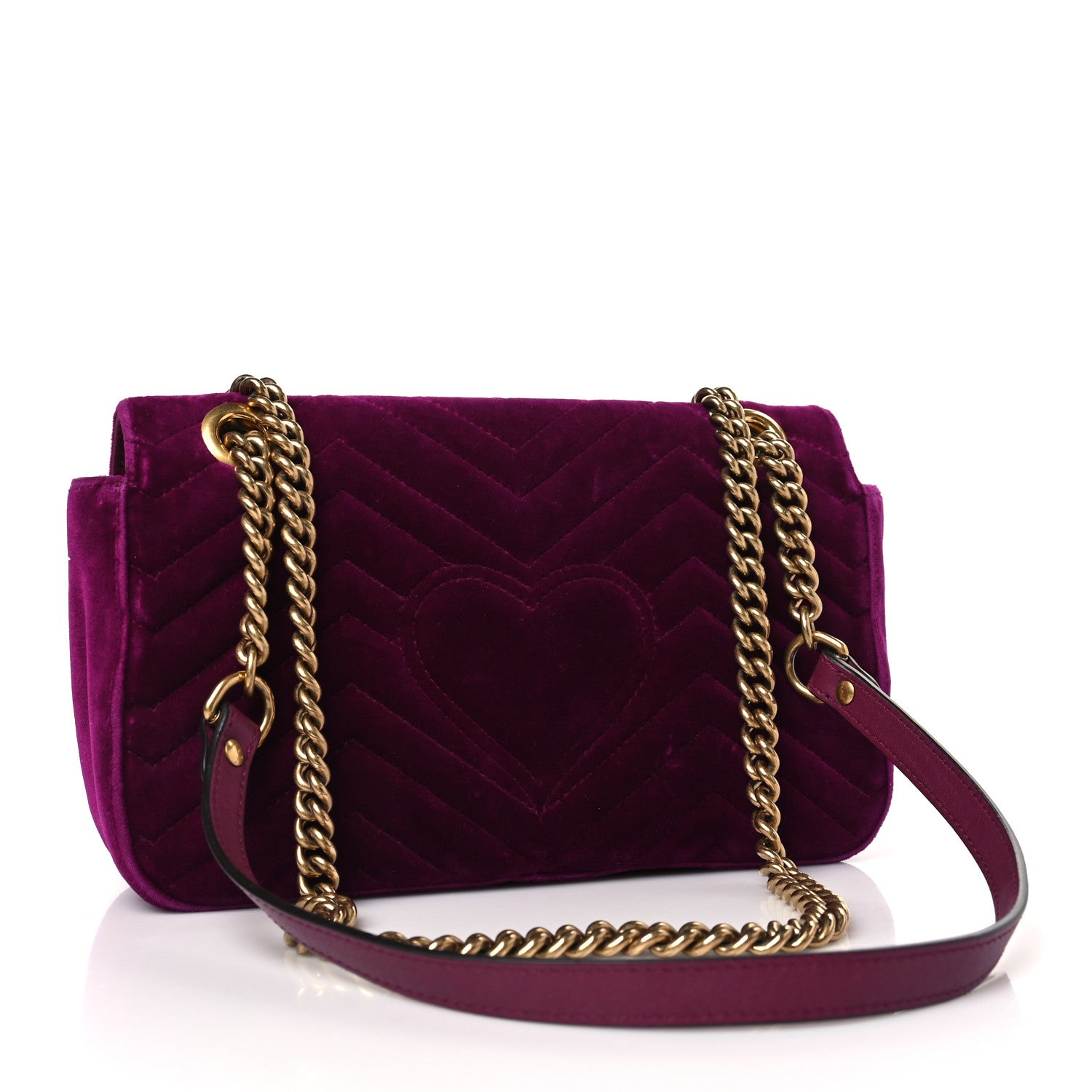 Gucci Velvet Matelasse Small GG Marmont Shoulder Bag Fuchsia Violet Cyclamen 3 of 9