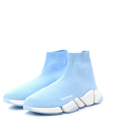 Balenciaga Technical 3D Recycled Knit Bi-Color Mens Speed 2.0 Transparent Sole Sneakers 43 Blue White Transparent Blue 3 of 8