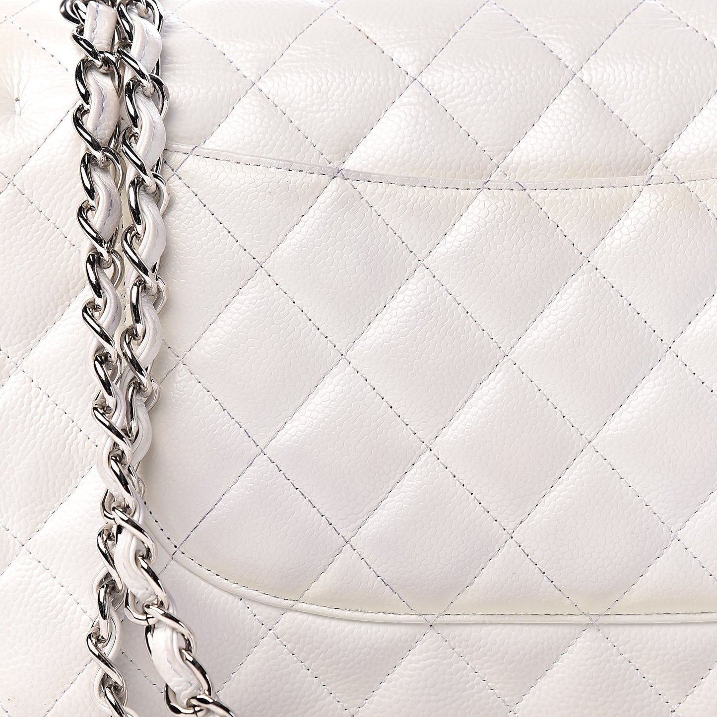 Caviar Quilted Jumbo Double Flap White