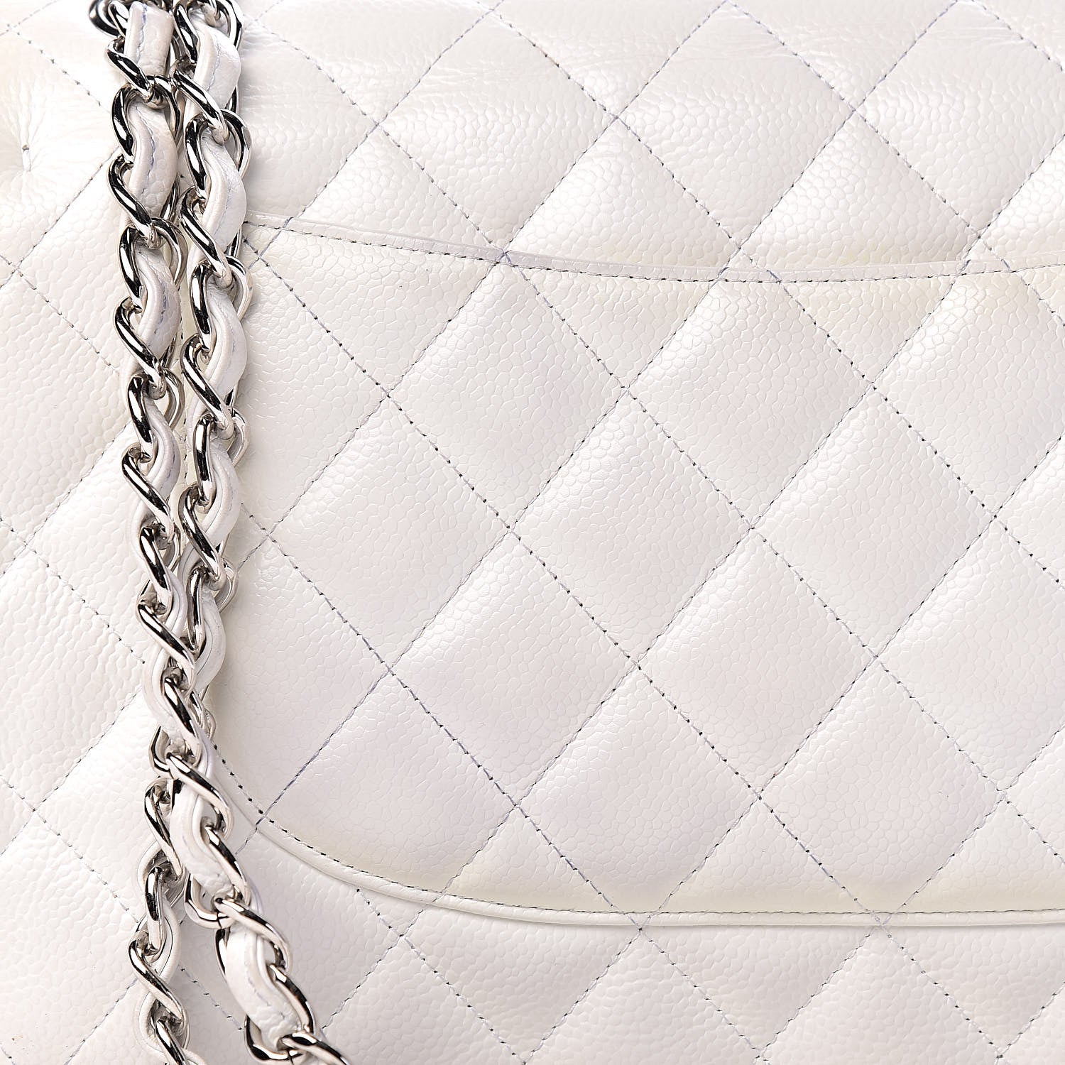 Chanel Caviar Quilted Jumbo Double Flap White 12 of 19