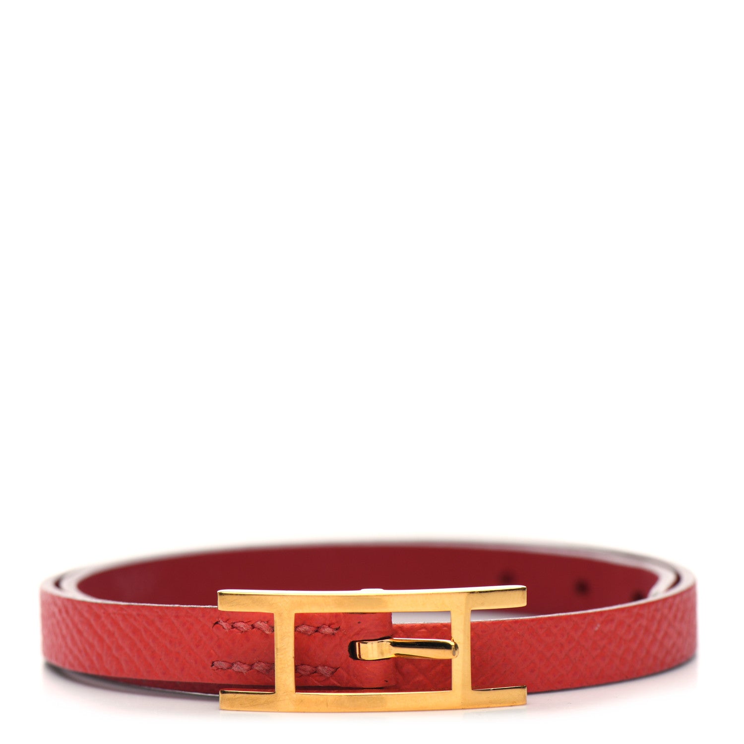 Hermes Epsom Behapi Double Tour Wrap Bracelet S Rose Jaipur Vermilion 1 of 5