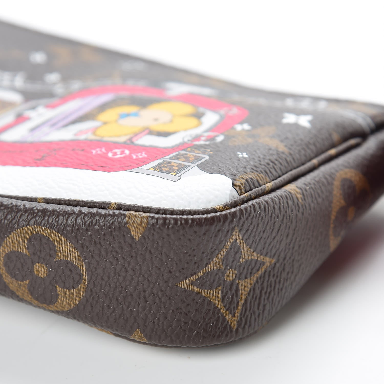 Louis Vuitton Monogram 2019 Christmas Animation Mini Courchevel Pochette Accessories Fuchsia 9 of 9