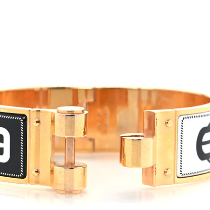 Hermes Enamel Printed Wide Boucleries Modernes Hinged Bracelet L Black 4 of 5