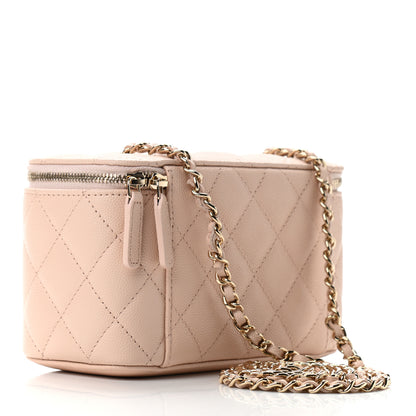 Chanel Caviar Quilted Small Vanity Case With Chain Light Beige 3 of 9