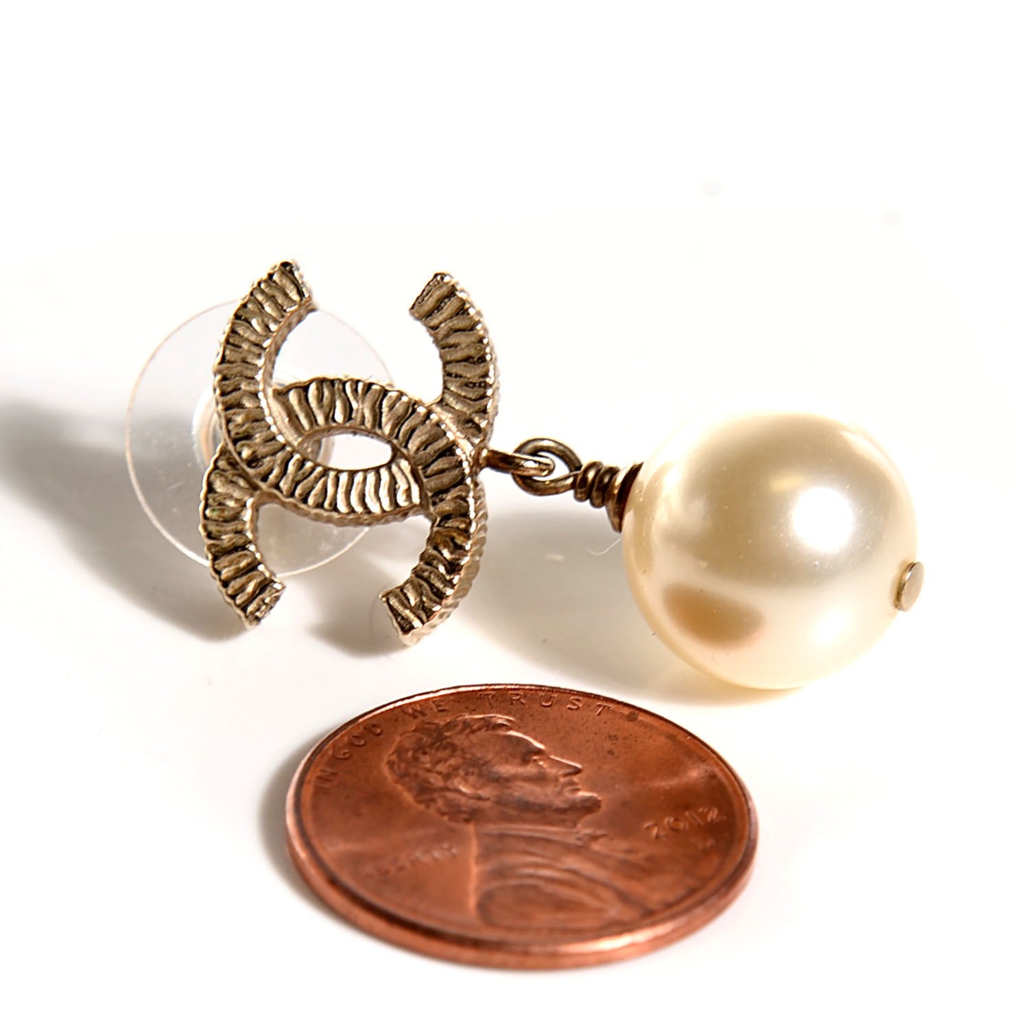 Chanel Pearl CC Drop Earrings Gold 2 of 5