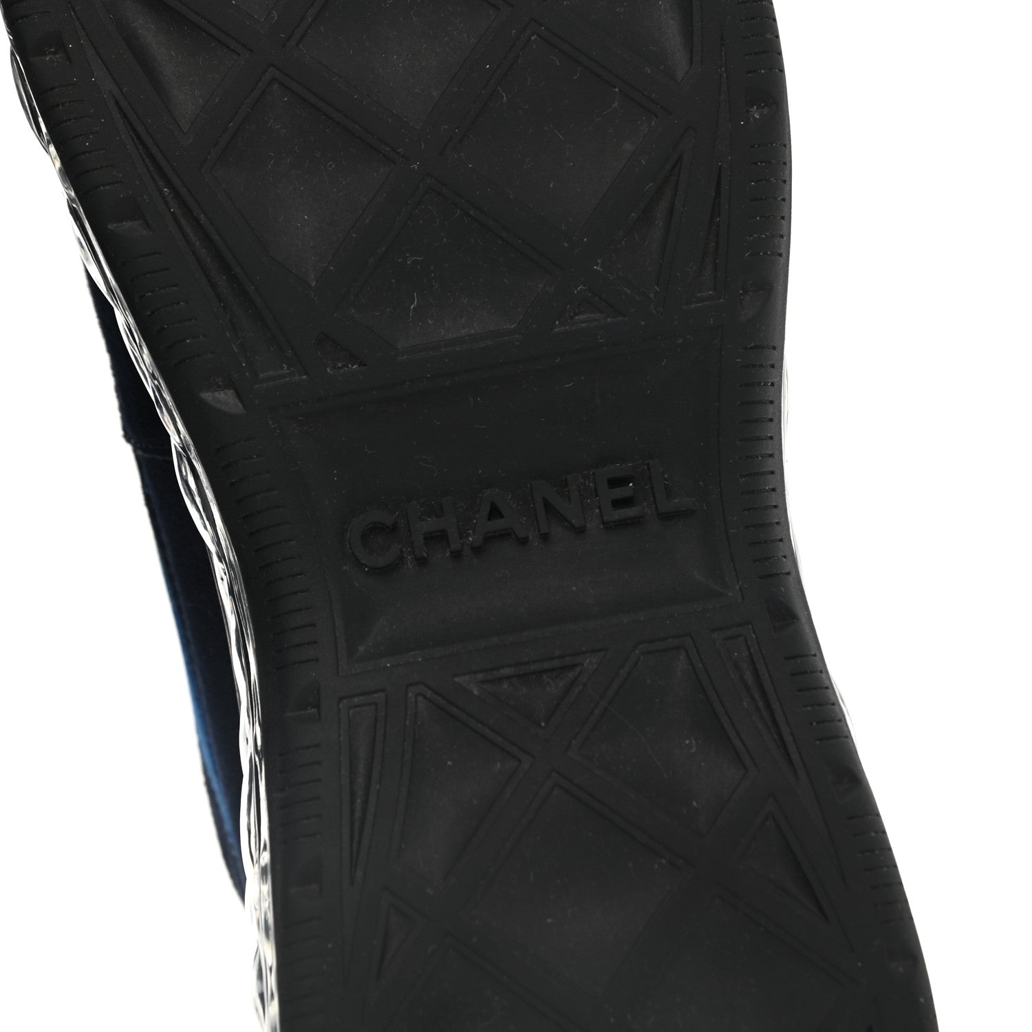 Chanel Suede Calfskin Velvet Grosgrain CC Sneakers 40 Navy Blue Black 6 of 8