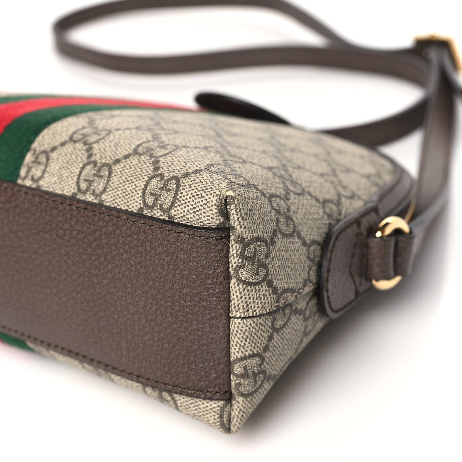 Gucci GG Supreme Monogram Textured Dollar Calfskin Web Small Ophidia Dome Shoulder Bag Beige Ebony New Acero 10 of 10