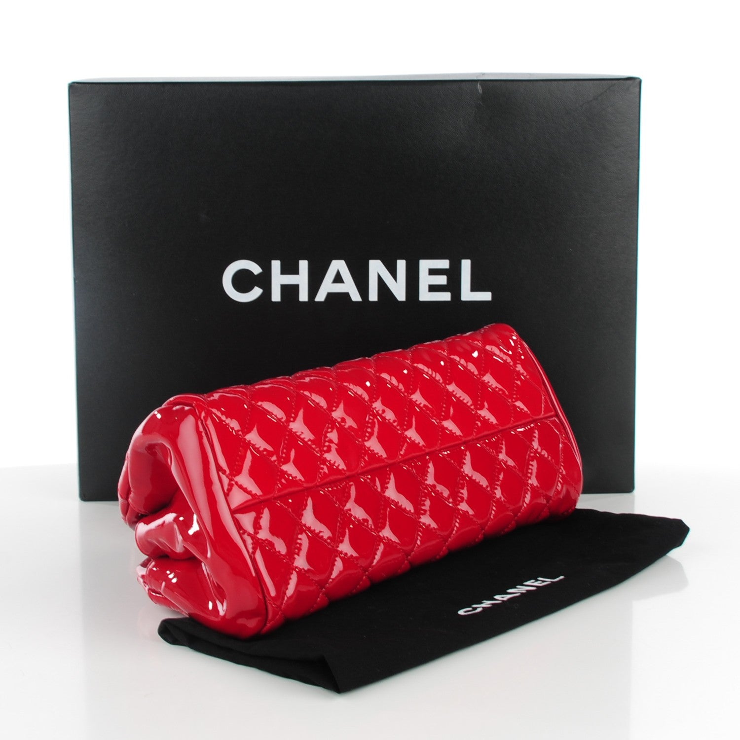 Chanel Patent Quilted Small Just Mademoiselle Bowling Bag Red 4 of 7