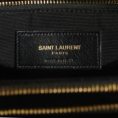 Saint Laurent Grain De Poudre Matelasse Chevron Monogram Shopping Bag Black 6 of 8