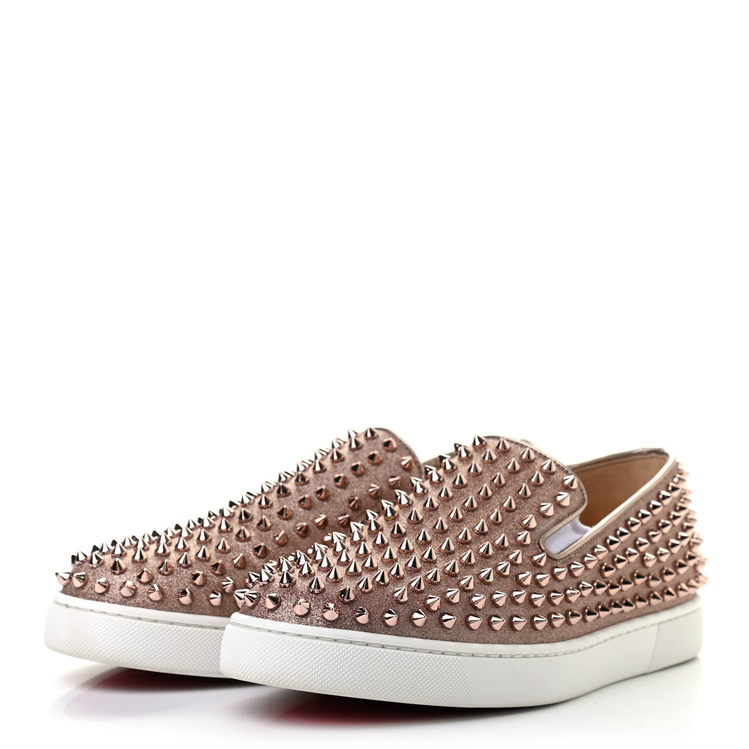 Christian Louboutin Glitter Spikes Womens Roller Boat Flat 41 Bronze 3 of 8