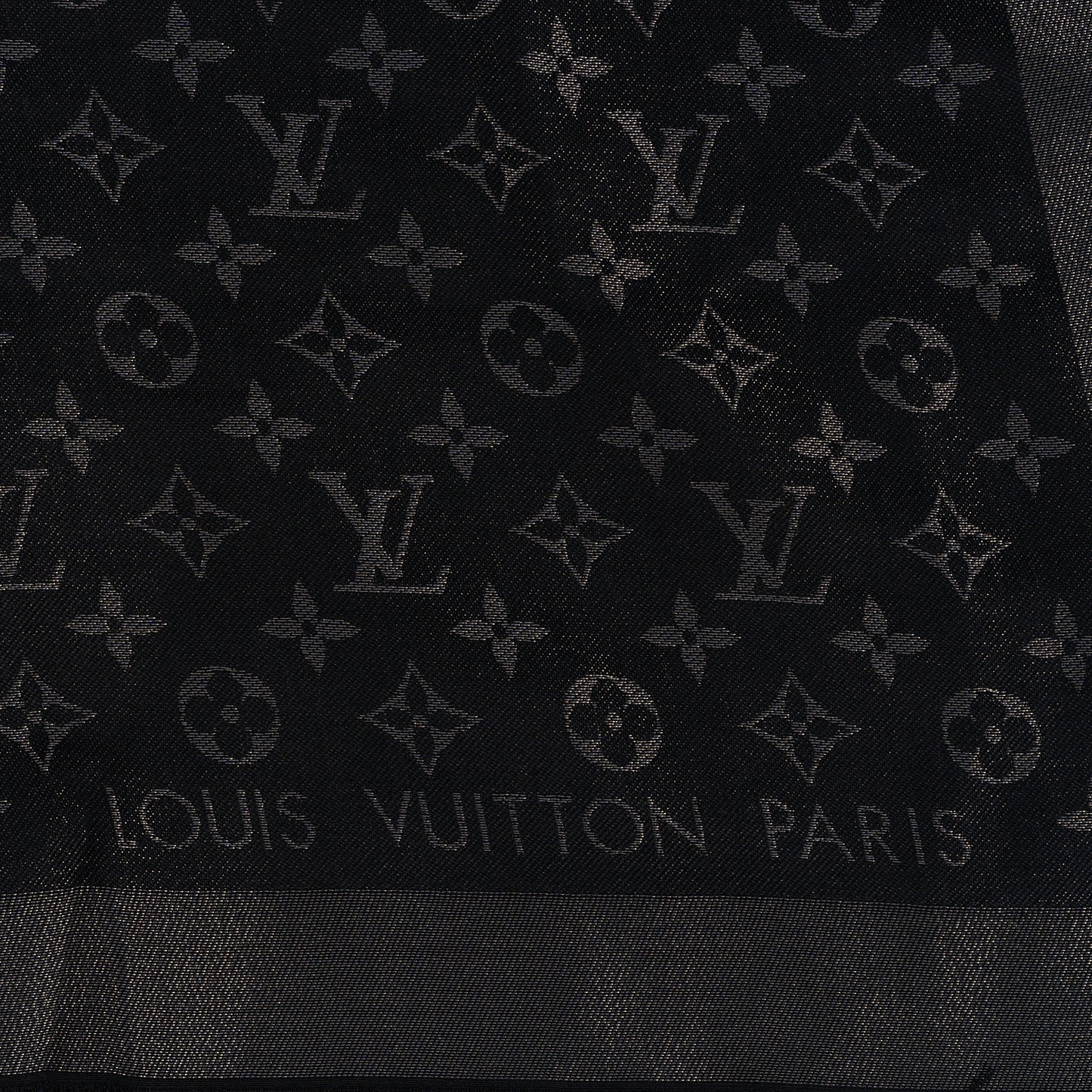 Silk Lurex Wool Monogram Shine Shawl Black