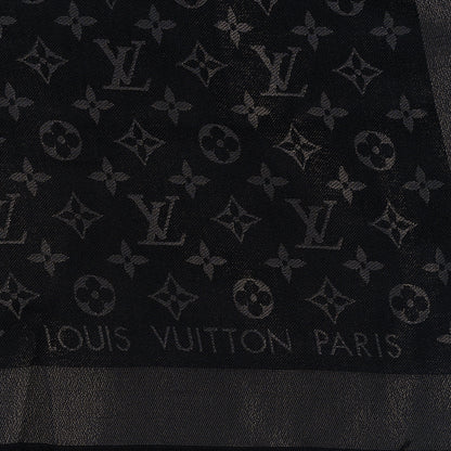 Louis Vuitton Silk Lurex Wool Monogram Shine Shawl Black 2 of 3