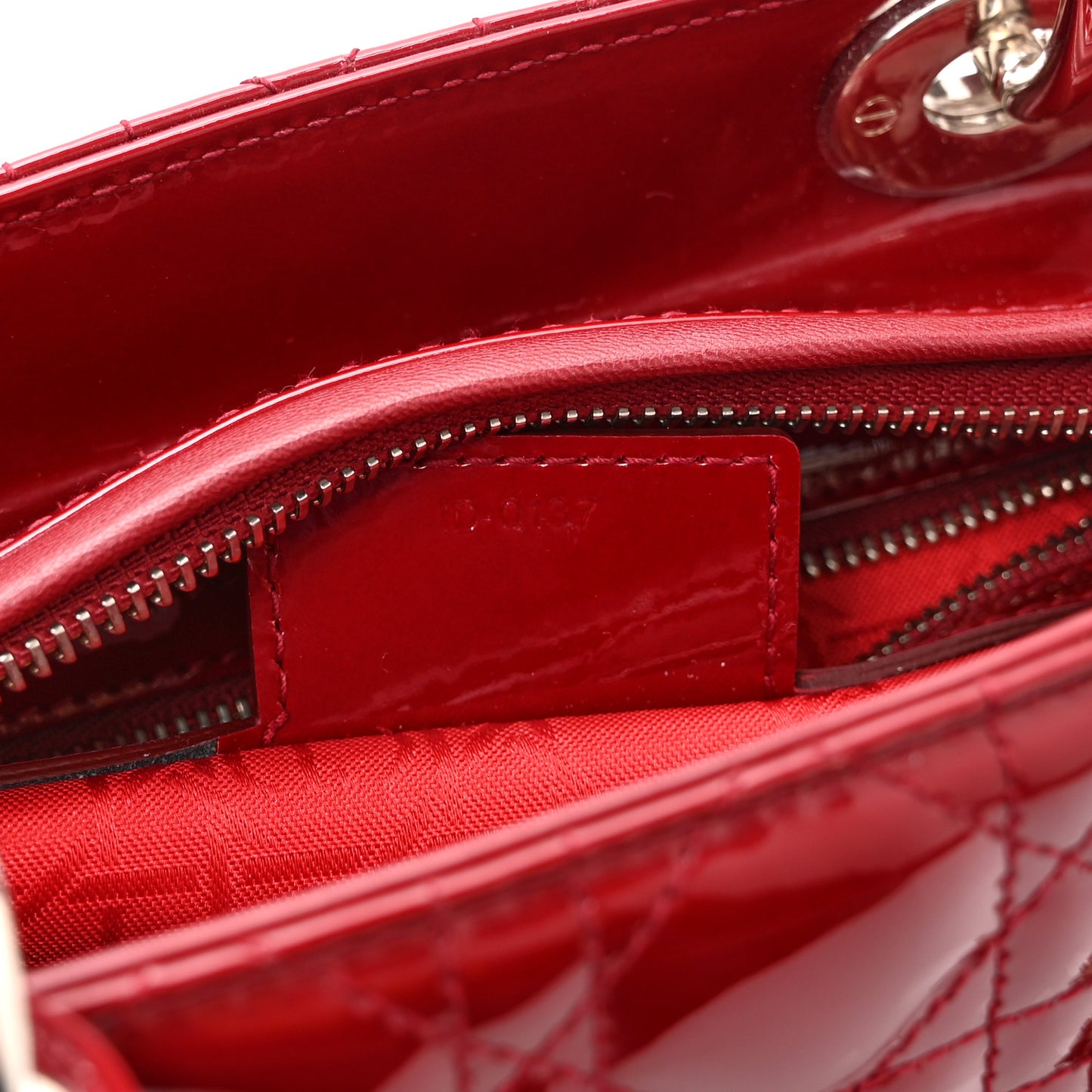 Patent Cannage Medium Lady Dior Red