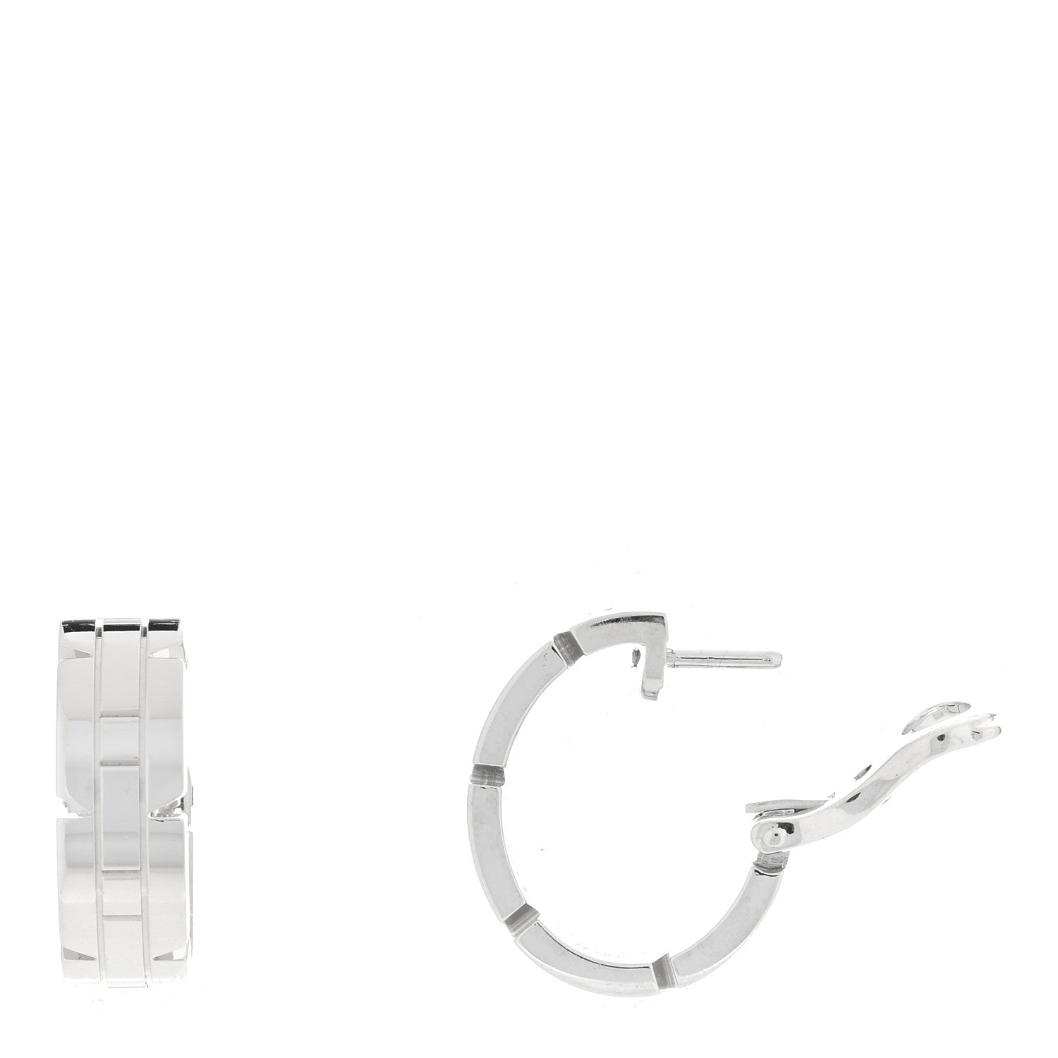 Cartier 18K White Gold Tank Francaise Hoop Earrings 1 of 5