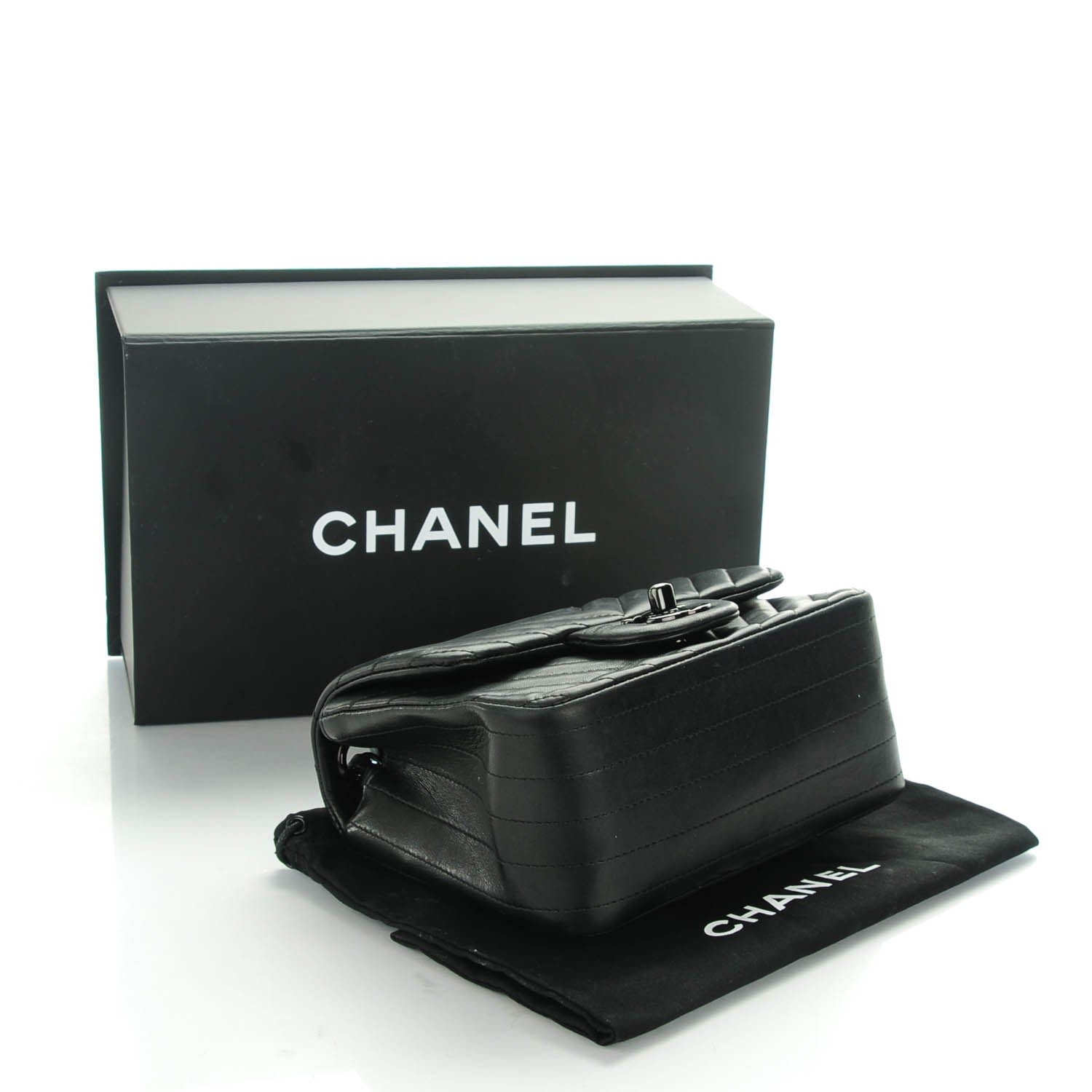 Chanel Lambskin Chevron Quilted Mini Square Flap So Black 4 of 9