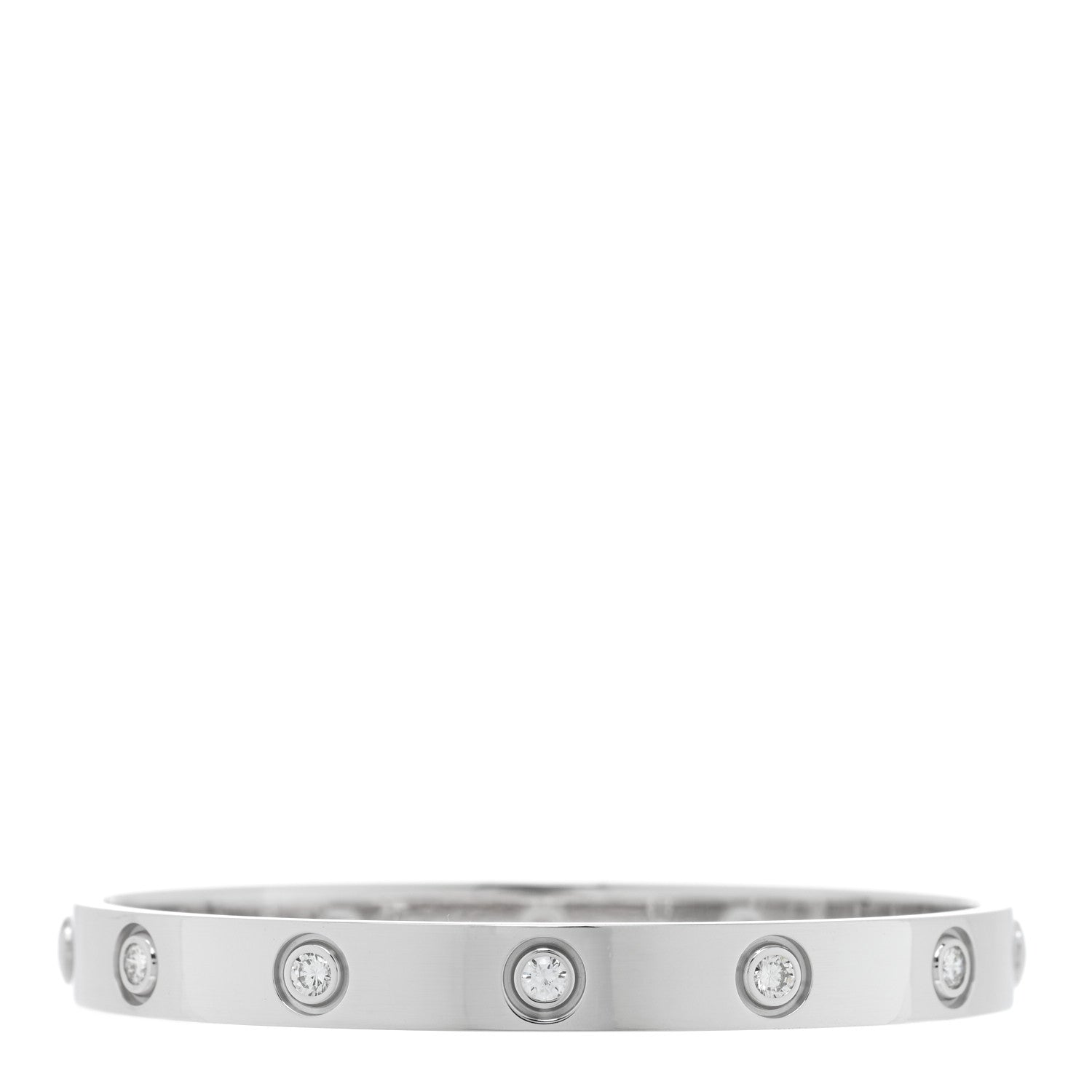 Cartier 18K White Gold 10 Diamond LOVE Bracelet 16 1 of 7