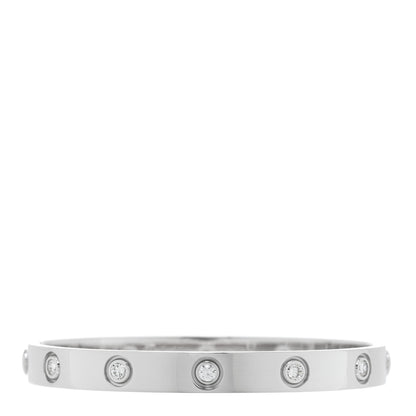 Cartier 18K White Gold 10 Diamond LOVE Bracelet 16 1 of 7