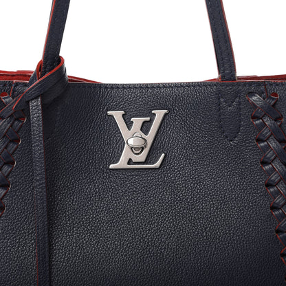 Louis Vuitton Calfskin Braided Lockme Cabas Marine Rouge 9 of 13