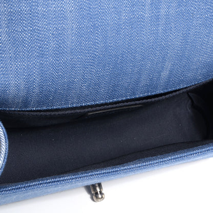 Chanel Denim Chevron Medium Boy Flap Light Blue 5 of 8