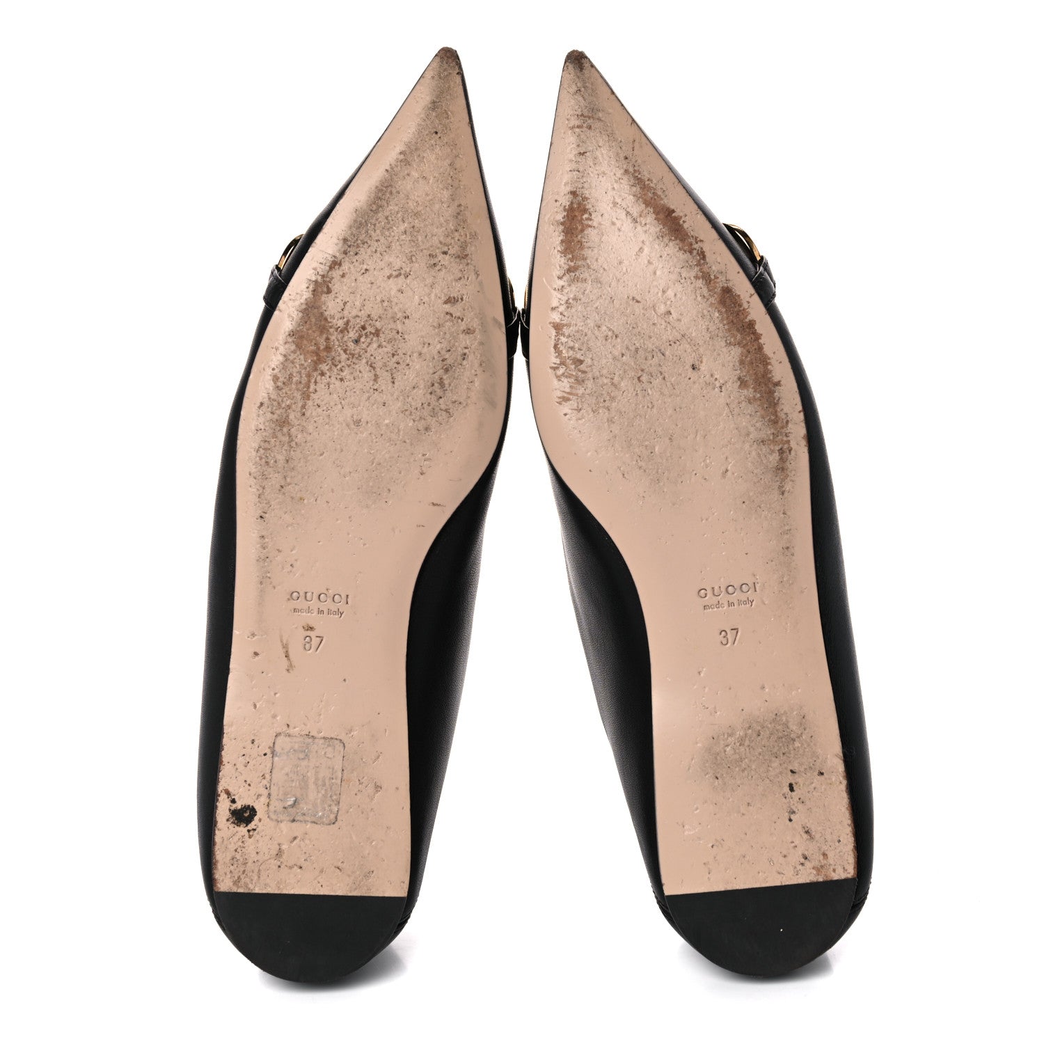 Gucci Nappa Lumiere Deva Horsebit Chain Embellished Flats 37 Black 5 of 11