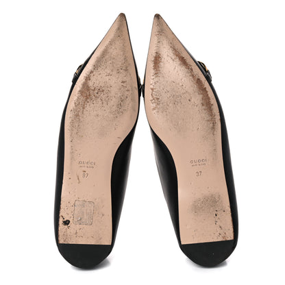 Gucci Nappa Lumiere Deva Horsebit Chain Embellished Flats 37 Black 5 of 11