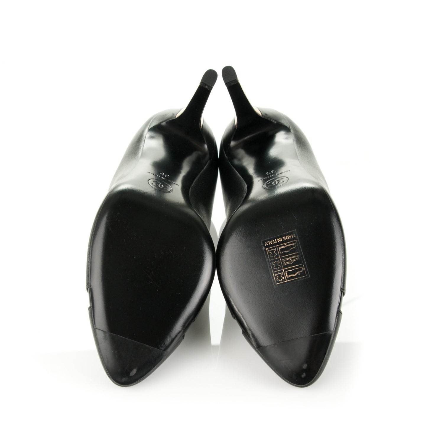 Lambskin Patent Cap Toe CC Pumps 35 Black