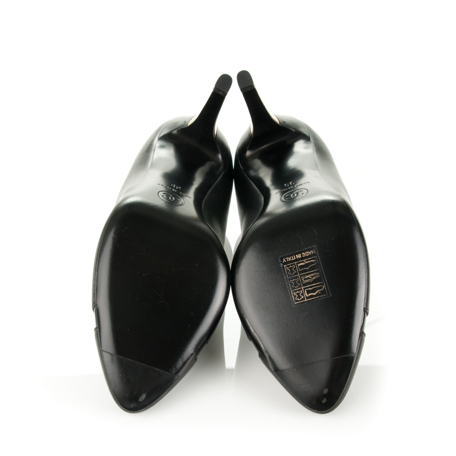 Chanel Lambskin Patent Cap Toe CC Pumps 35 Black 5 of 11