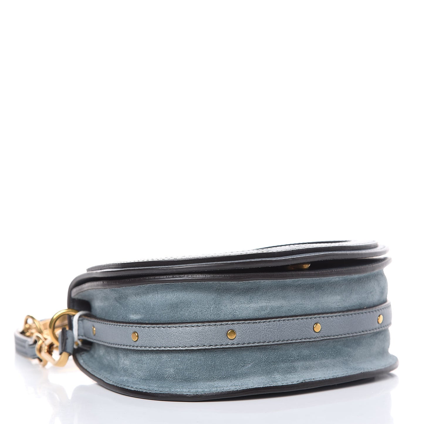 Calfskin Suede Small Nile Bracelet Bag Cloudy Blue