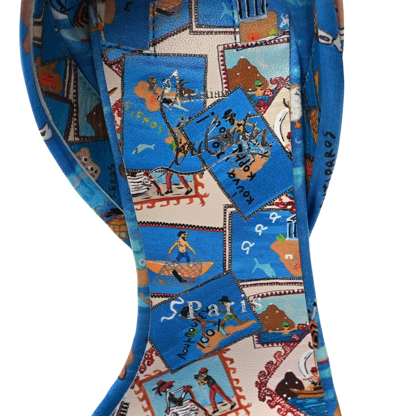 Crepe Satin Greekaba Du Desert 100 Sandal 38 Blue Multicolor