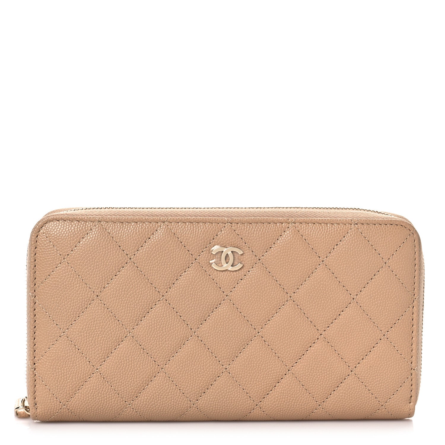 Chanel Caviar Quilted Long Zip Around Wallet Beige 1 of 10