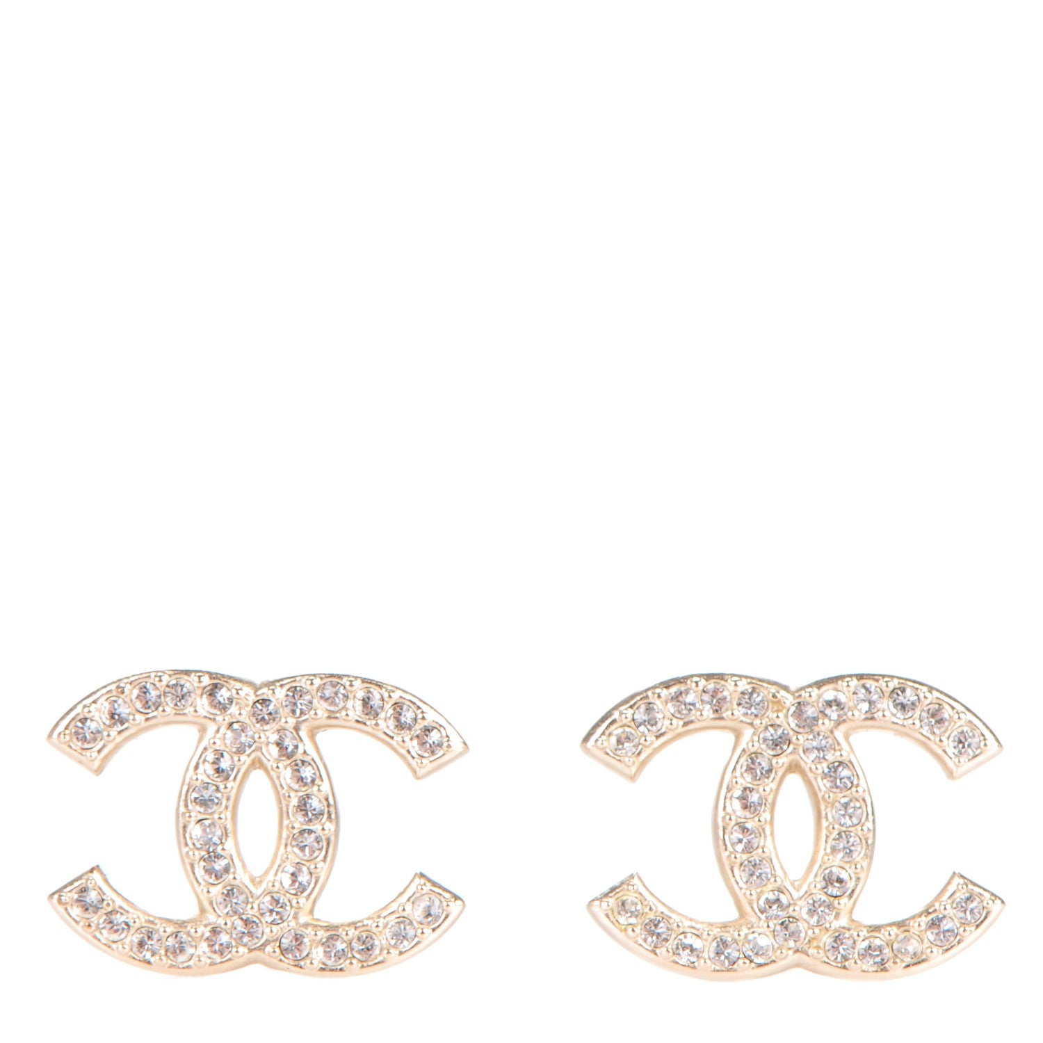 Chanel Crystal CC Earrings Gold 1 of 5