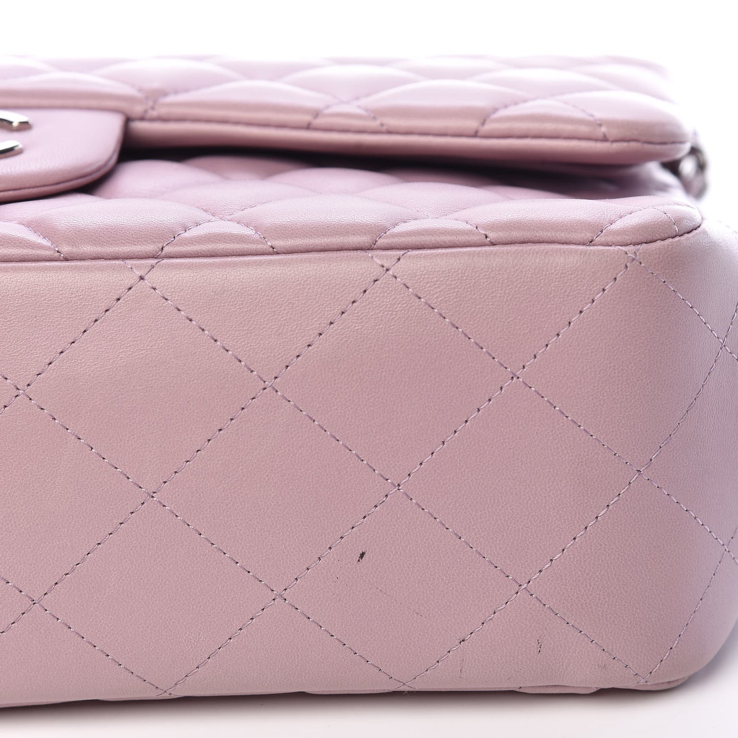 Lambskin Quilted Jumbo Double Flap Light Purple