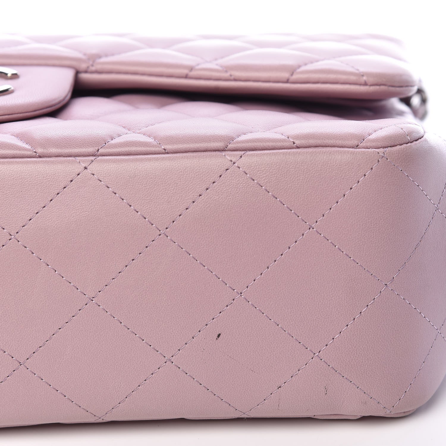 Chanel Lambskin Quilted Jumbo Double Flap Light Purple 13 of 17