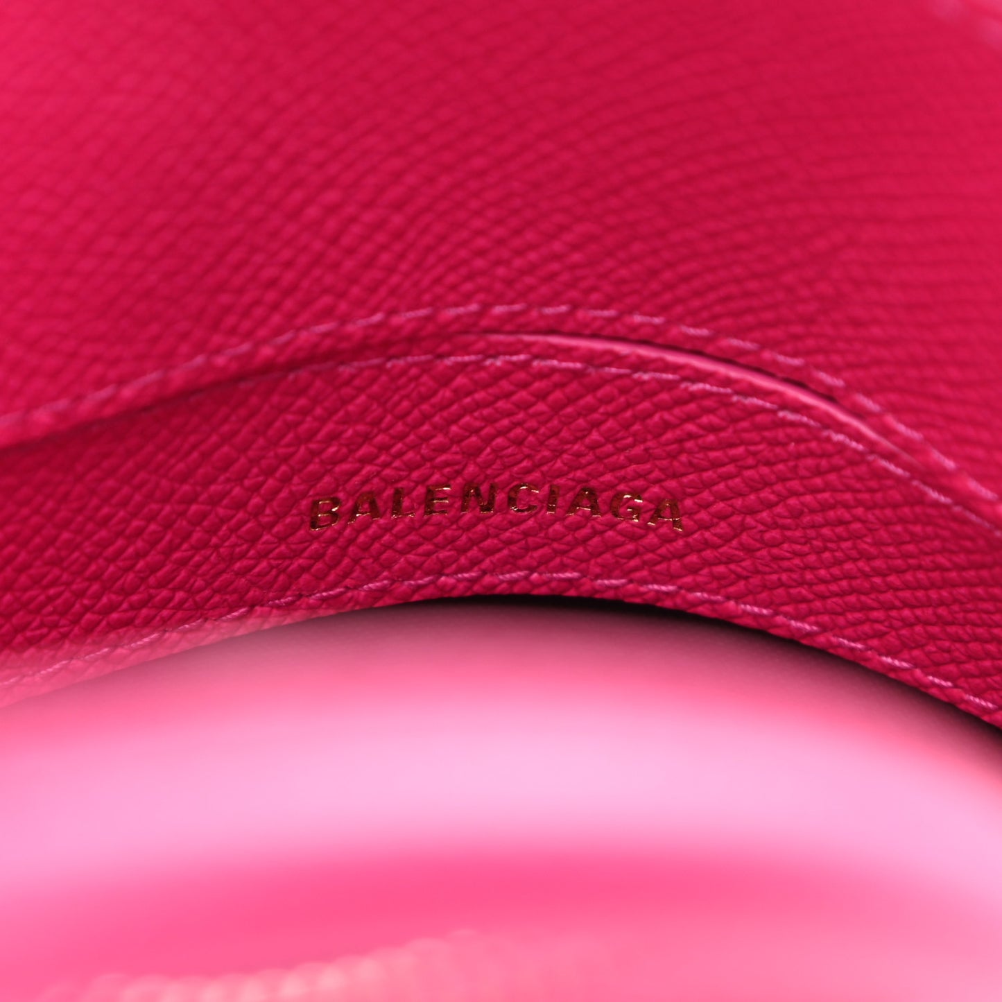 Signature Grained Calfskin Logo XXS Ville Top Handle Bag Fuchsia