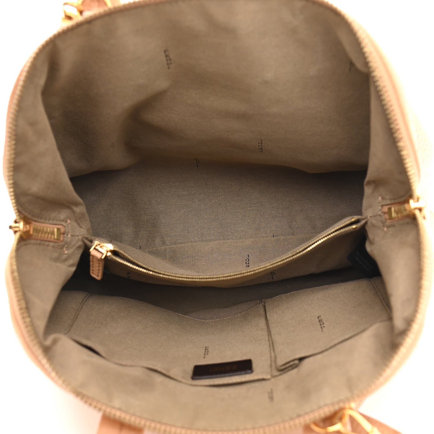 Fendi Pebbled Calfskin Small Chameleon Tote Beige 5 of 13