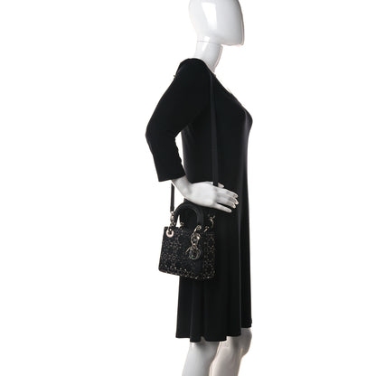 Christian Dior Satin Crystal Cannage Mini Lady Dior Black 3 of 12