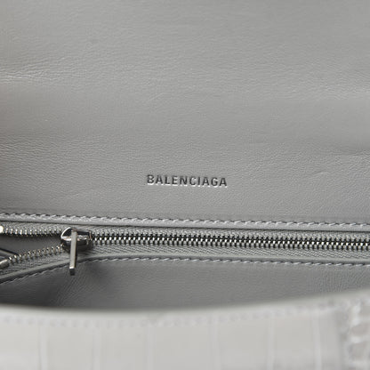Balenciaga Calfskin Crocodile Embossed Small Hourglass Top Handle Bag Grey 6 of 11