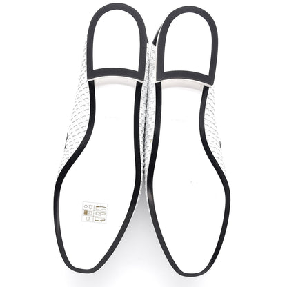 Chanel Lambskin Calfskin Braided Mocassin Loafers 39 Black White 5 of 7