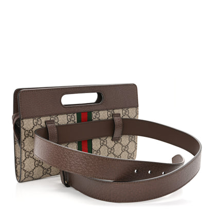 Gucci GG Supreme Monogram Textured Dollar Calfskin Web Ophidia Slip Handle Belt Bag 90 36 Beige Ebony New Acero 3 of 11
