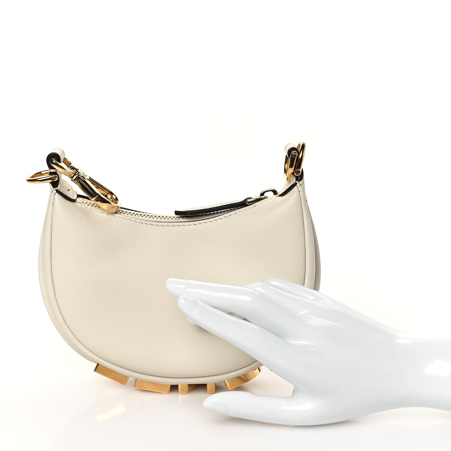 Vitello Grace Matte Nano Fendigraphy Hobo Charm White Ice
