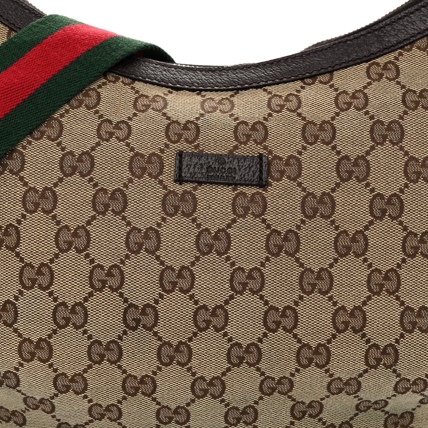 Gucci Monogram Web Medium Half Moon Hobo Dark Brown 8 of 11