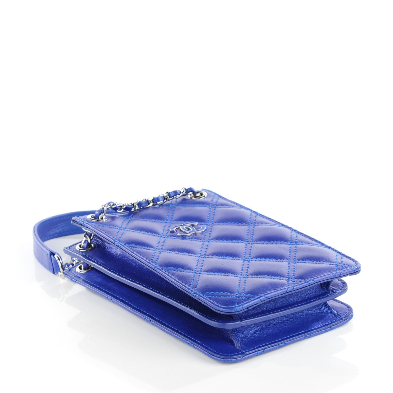 Chanel Calfskin Quilted Crossbody CC Phone Holder Blue 4 of 6