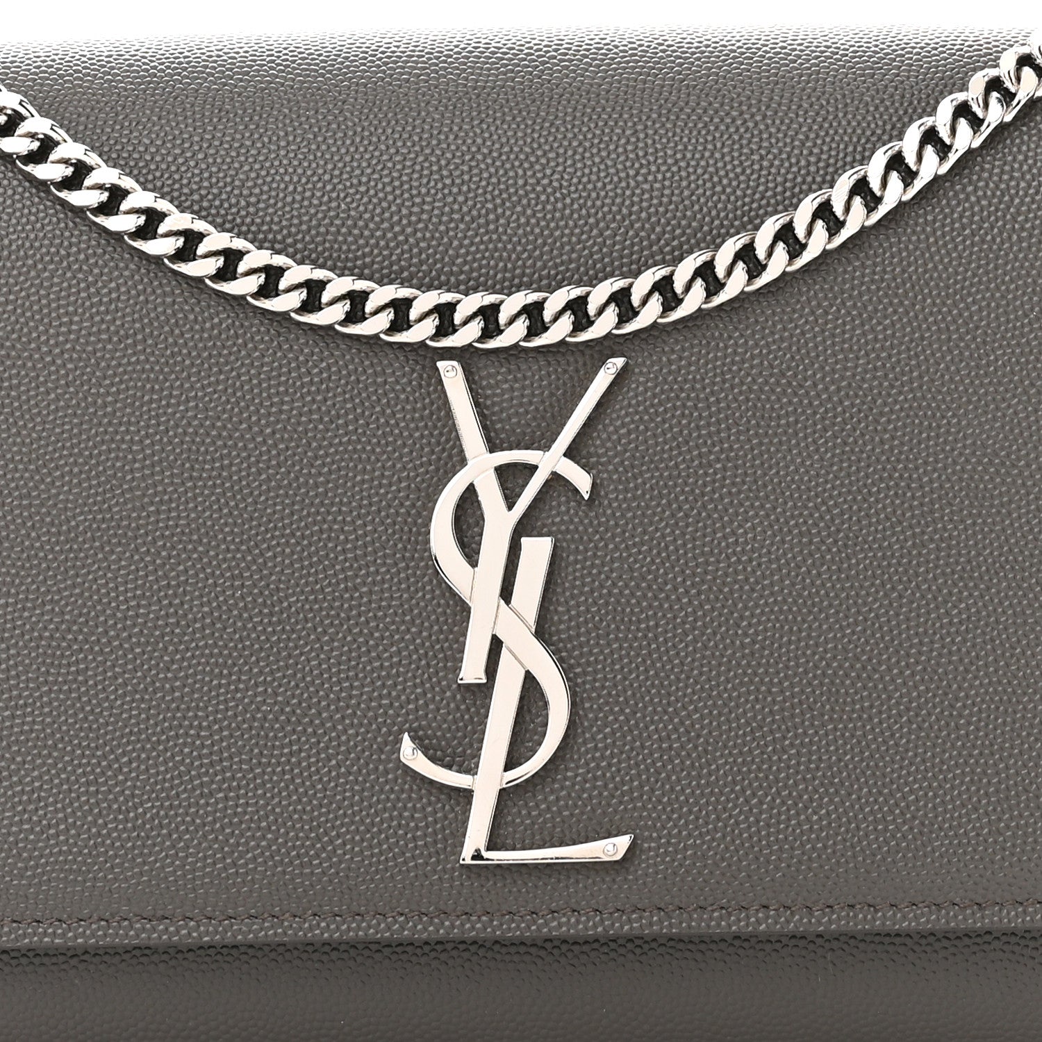 Saint Laurent Grain De Poudre Medium Classic Monogram Kate Satchel Earth Grey 8 of 10