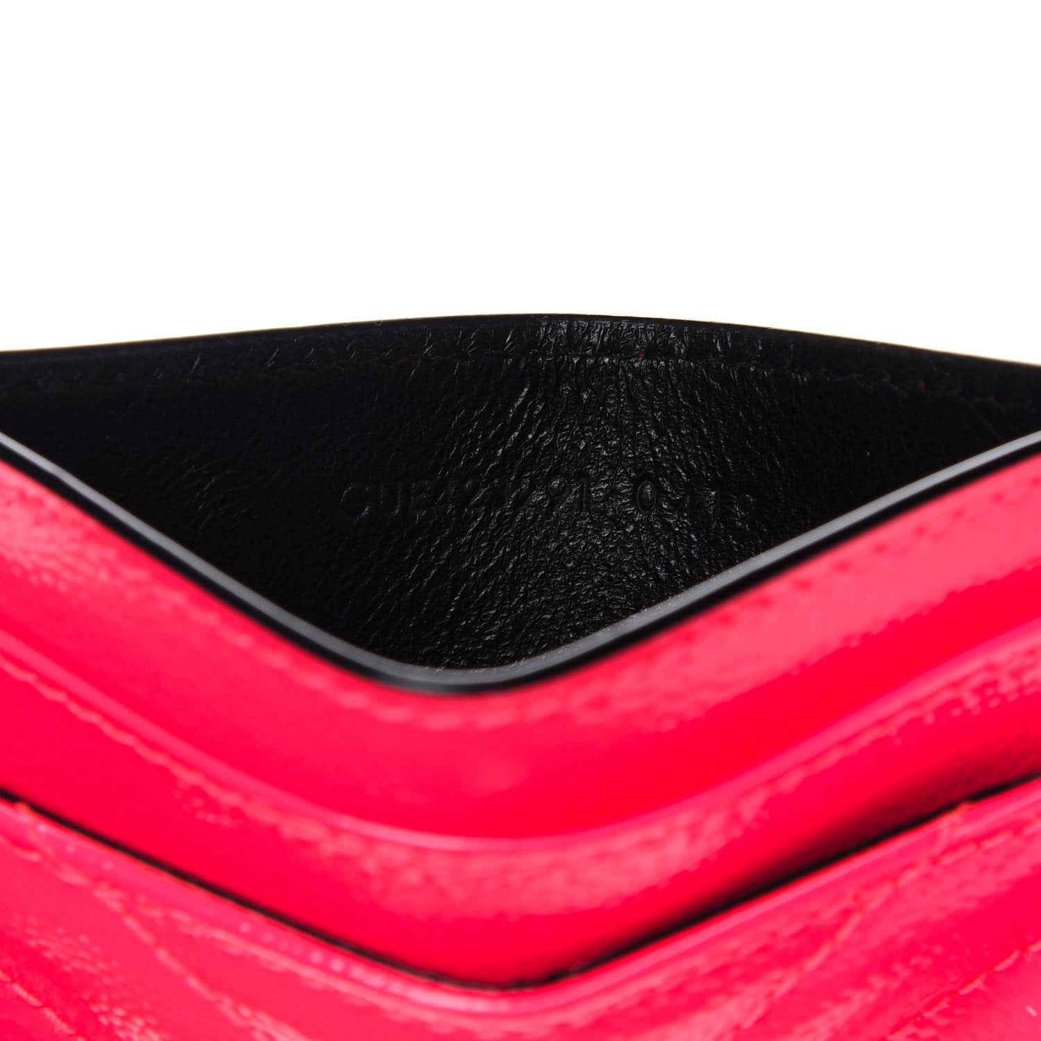 Saint Laurent Grain De Poudre Matelasse Chevron Monogram Credit Card Case Neon Pink 7 of 8
