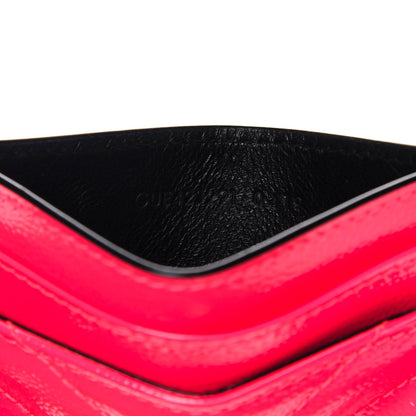 Saint Laurent Grain De Poudre Matelasse Chevron Monogram Credit Card Case Neon Pink 7 of 8