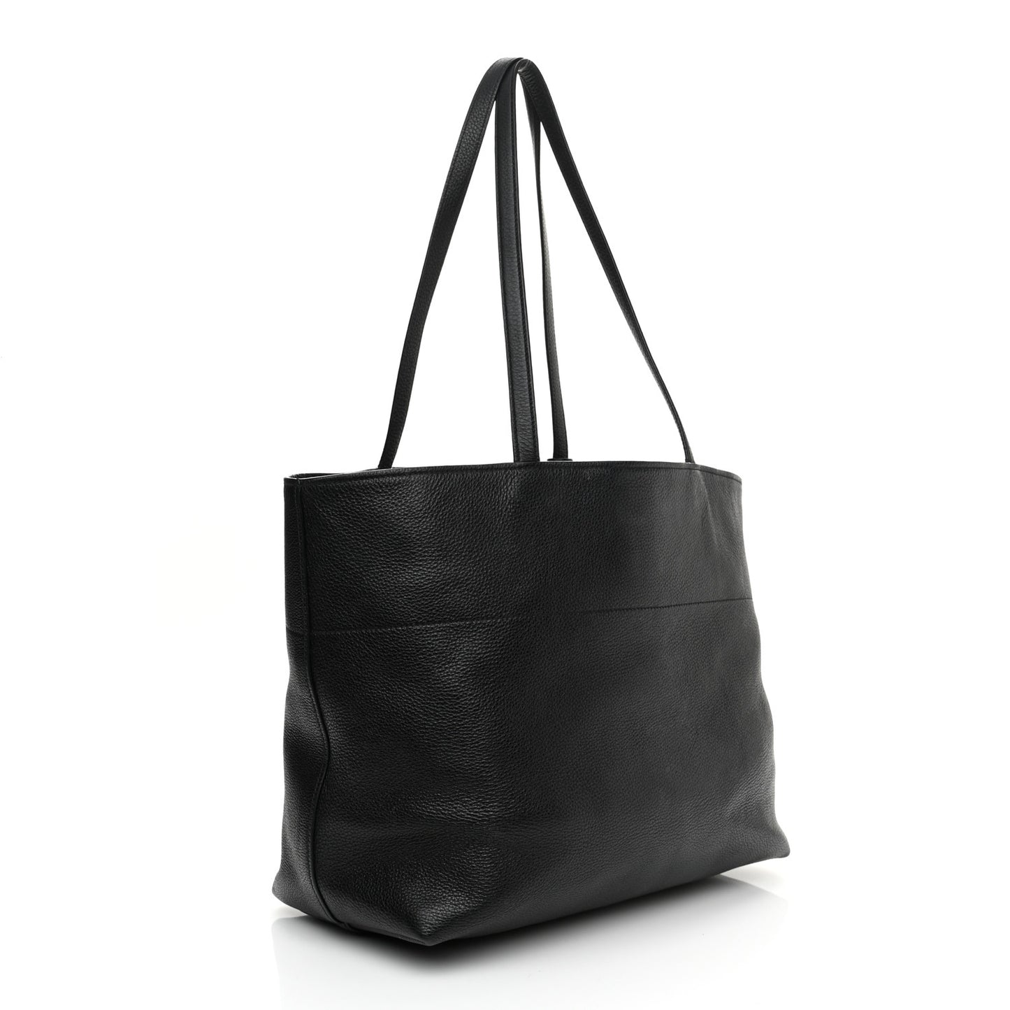 Vitello Daino Zip Shopping Tote Black